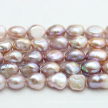 10-11mm Barroco Nugget filamentos de perlas de agua dulce, color de lavanda, Top agujero perforado, E190013